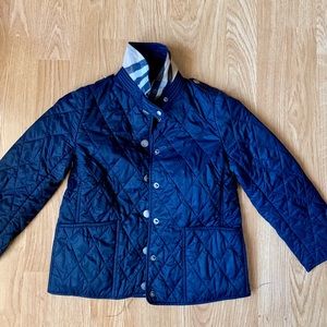 Boys navy blue Burberry Quilted Jacket Size 5